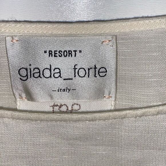 Giada Forte Resort Women's Ivory Wool Linen Long Sleeve Embroidered Top Size XL - Picture 4 of 9